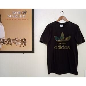 Adidas Men’s Black Camo Logo Graphic T-Shirt Size M Streetwear Athletic Tee